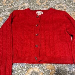 Jessica Simpson Red Cable Knit Cardigan with Button Accents